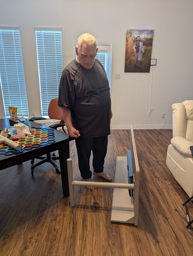 Don and I moved a desk to the kitchen. We had to take a break in the middle.