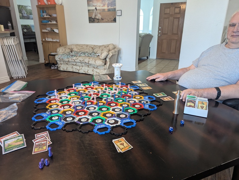 What do you do on a hot day? Play a long game of Catan where Don won by two points. 🤣