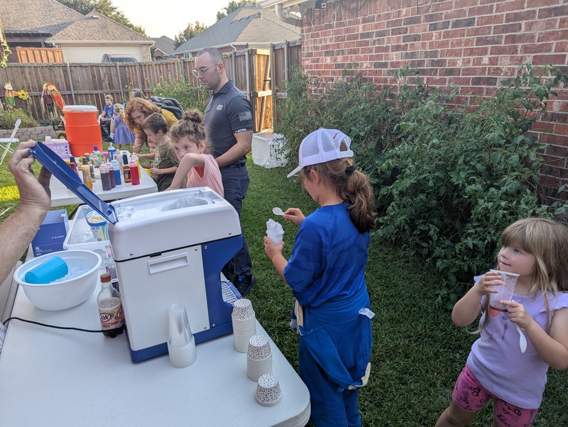 Or last party of Summer before Fall begins. I am glad we brought our shave ice machine to Texas
