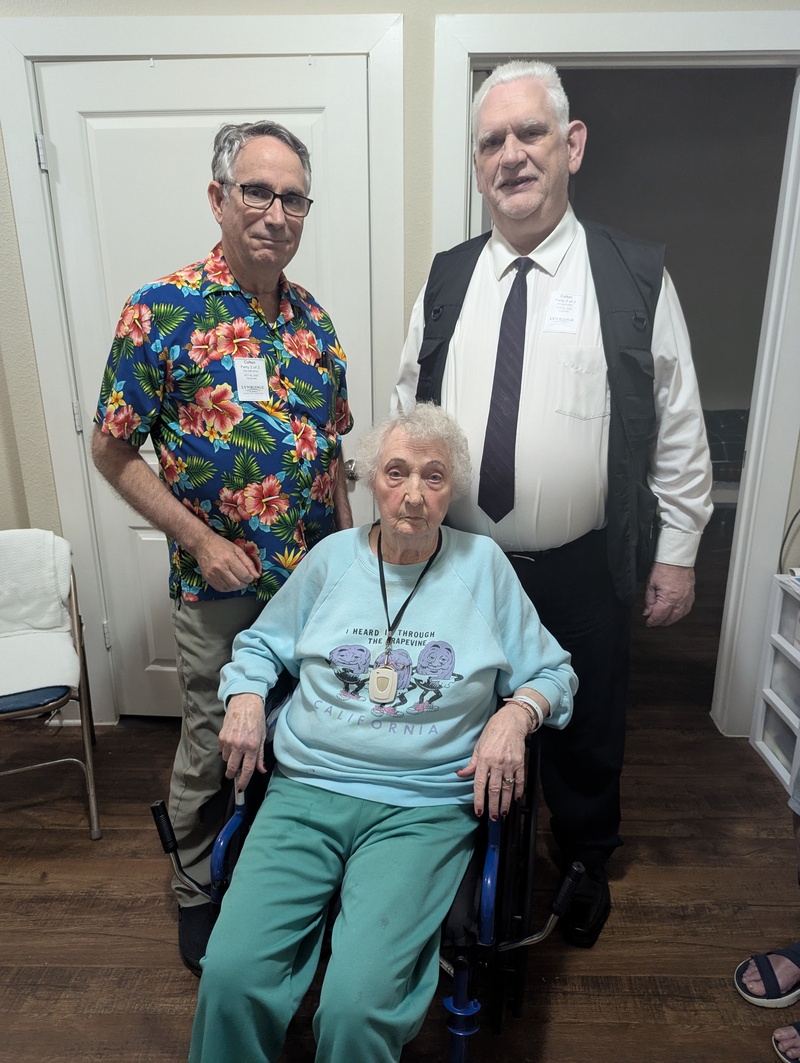 Jim and Don Colton gave Jean a blessing after her fall.