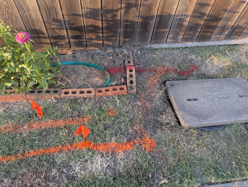 We had the utilities marked so Lois could plant bulbs.