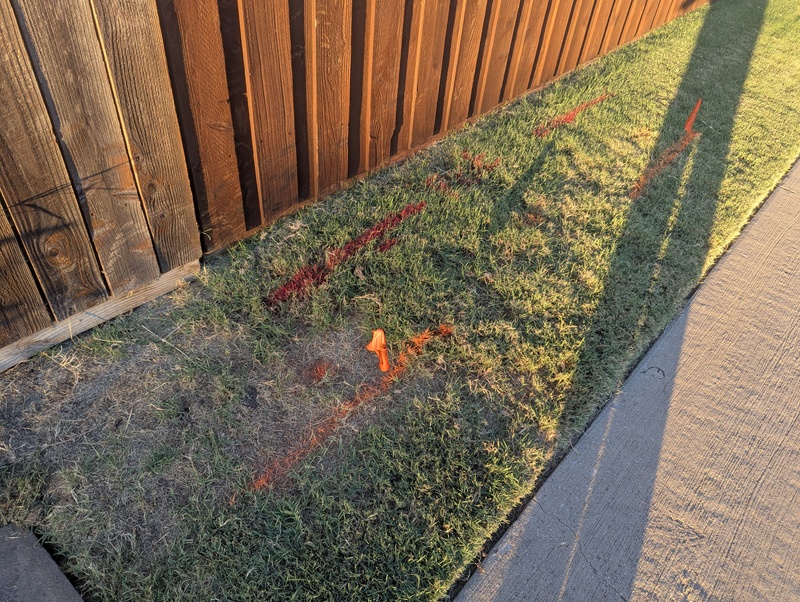 We had the utilities marked so Lois could plant bulbs.