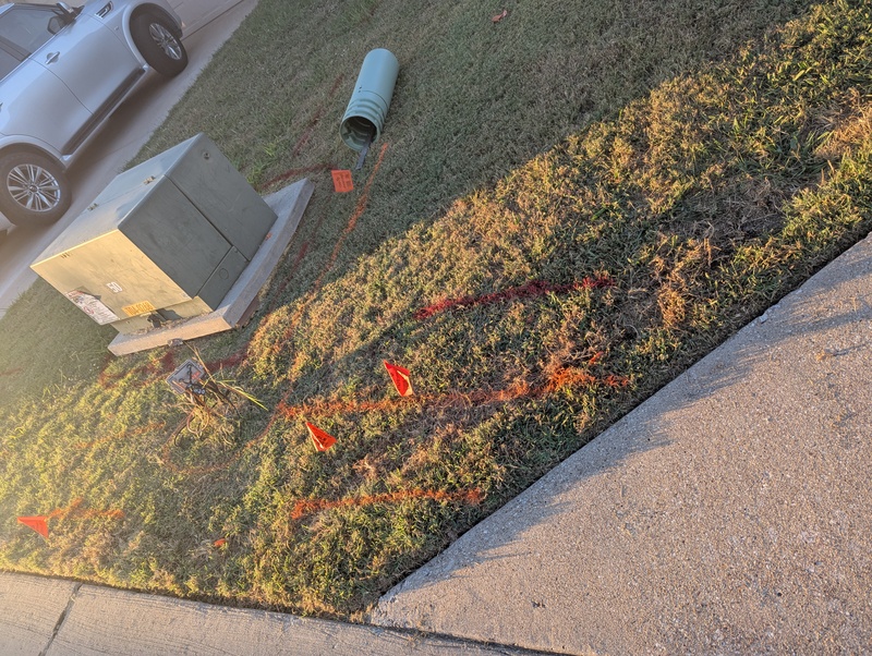 We had the utilities marked so Lois could plant bulbs.