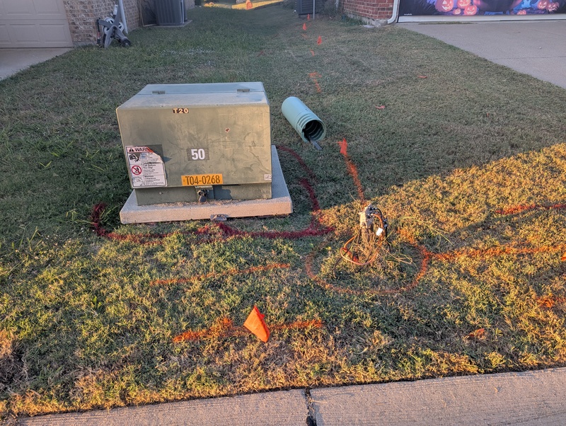 We had the utilities marked so Lois could plant bulbs.