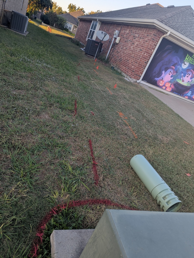 We had the utilities marked so Lois could plant bulbs.