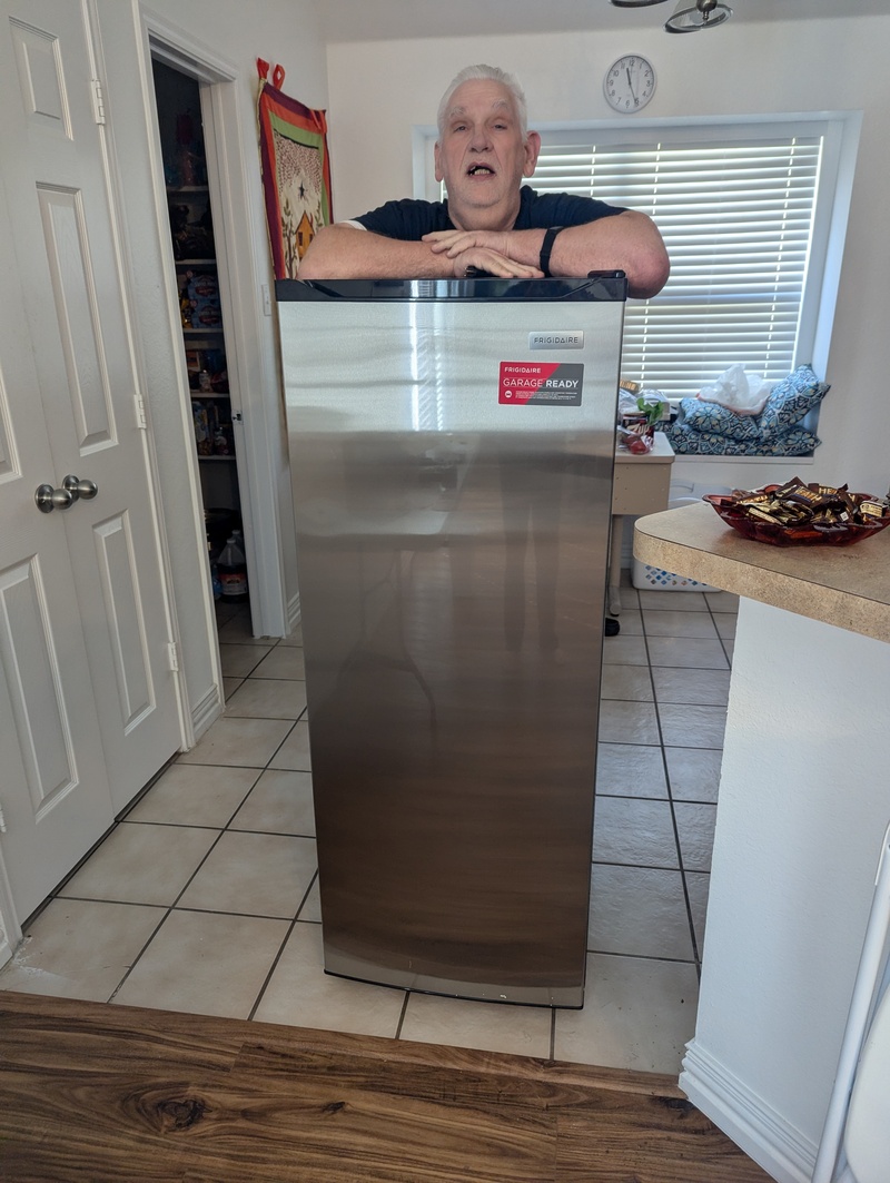 Don with our new freezer.