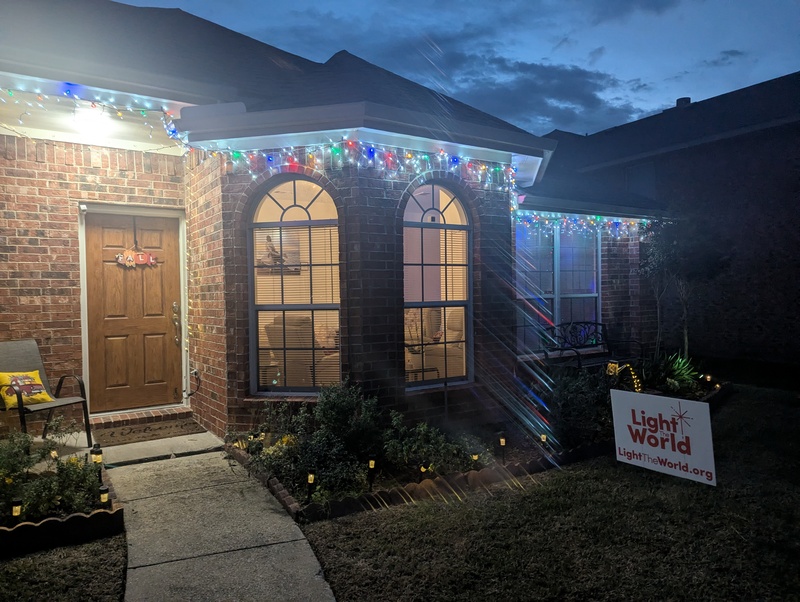 We placed the sign outside.