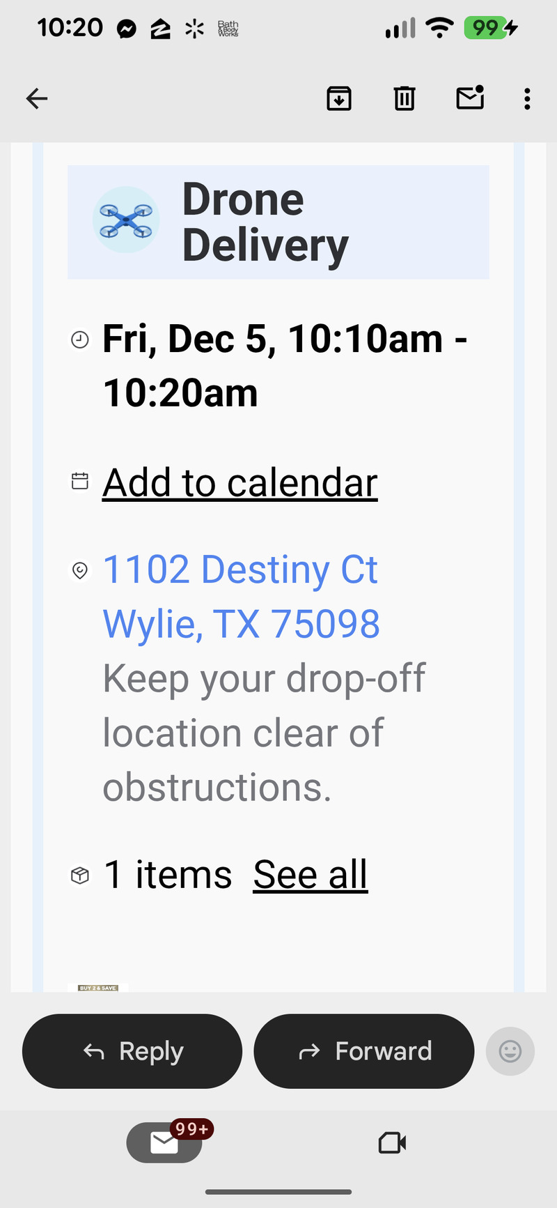 Our first drone delivery.