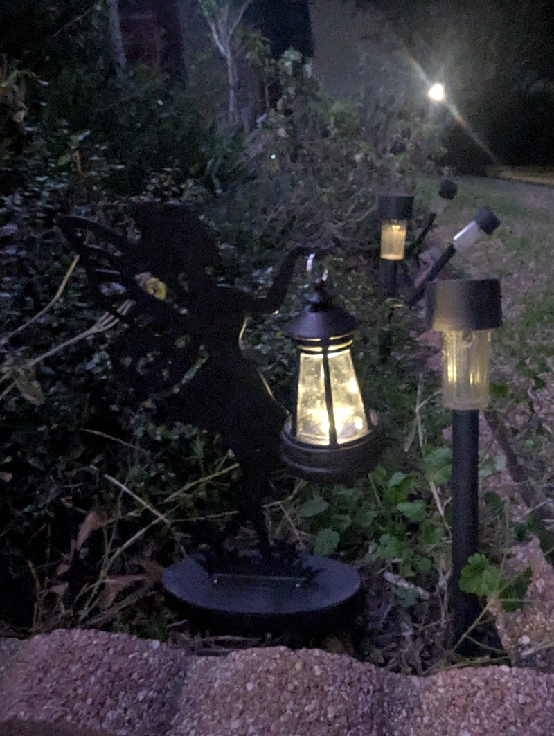 Stacia have me fairly lamps. They are very cute but blow over in the wind. I buried the bottoms and they are fine now.