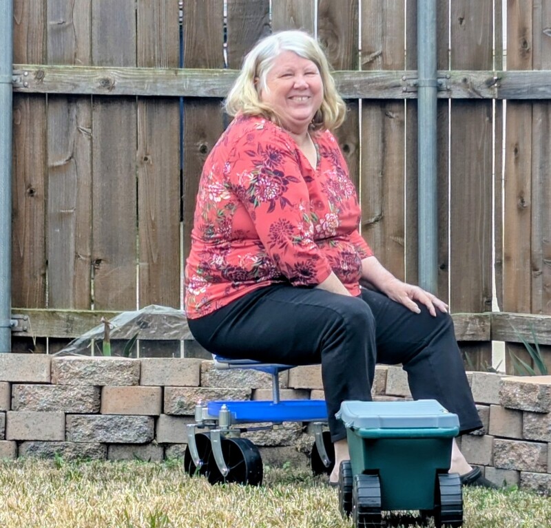 Lois trying out her new wheels.