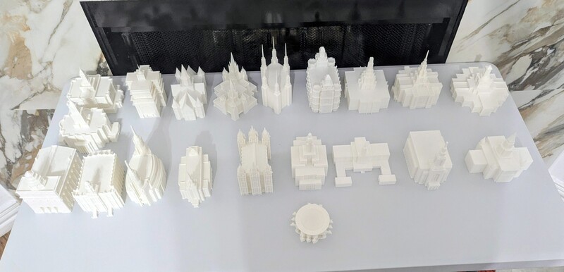 3D printed Temples of the Church of Jesus Christ of Latter-day Saints, plus the brassen sea of Solomon's temple.