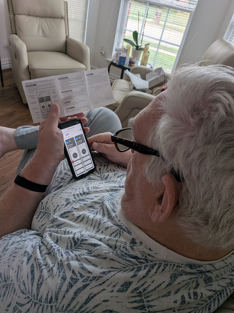 Don trying to figure out the WiFi watering timer's settings.