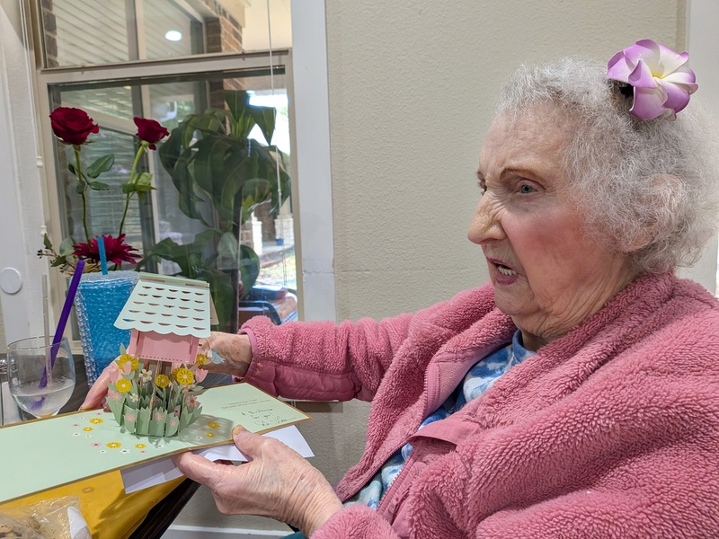 Jean and her card.