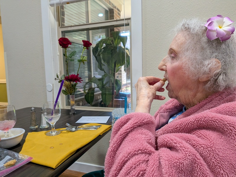Don brought her a cookie that Lois had made. She enjoyed eating it.