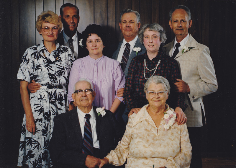 Roscoe and Ethel Colton with their three sons and daughters in law.