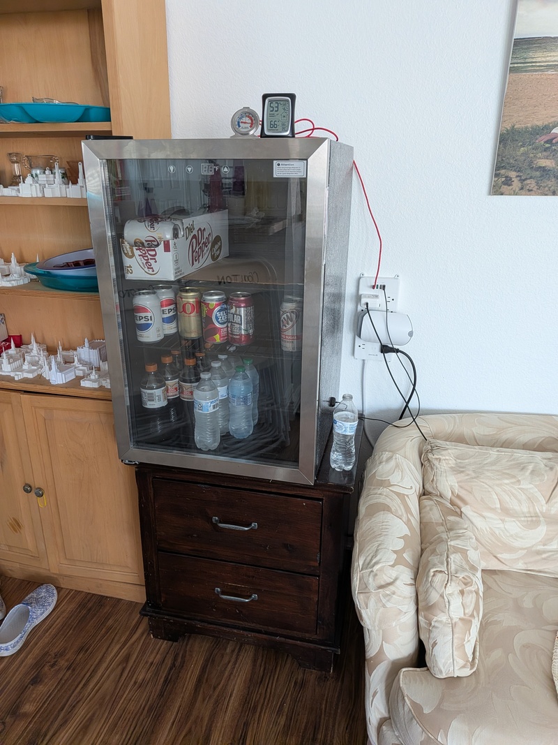 Cheryl and Brent five is a stand so we could raise our little fridge. Now we can see inside. 😁