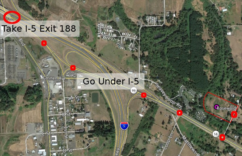 Go under Interstate 5, heading toward Central Oregon. After you go under I-5, it is almost exactly 0.5 miles until you get to our mailbox.